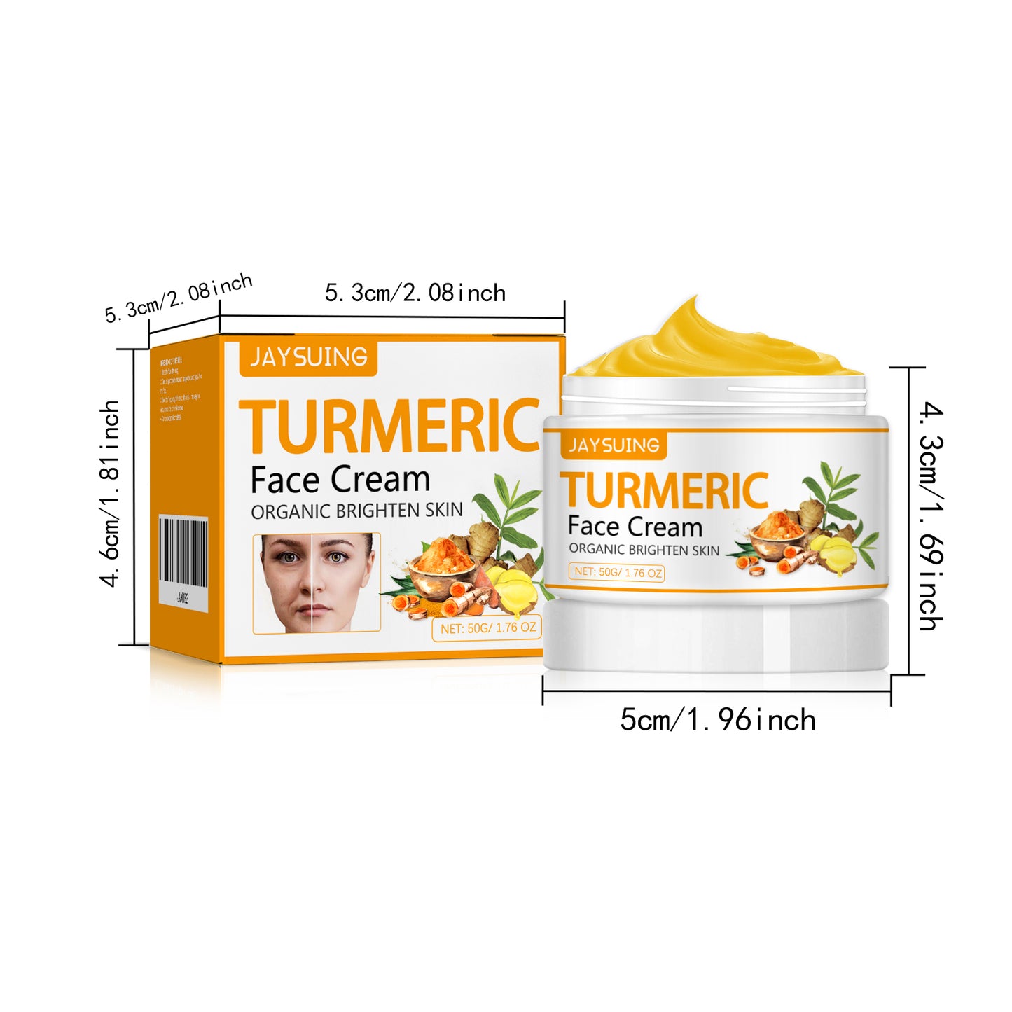 Jaysuing Turmeric Firming Skin Beauty Cream Fade Wrinkles Firming Face Brighten Skin Tone Anti Aging Face Cream