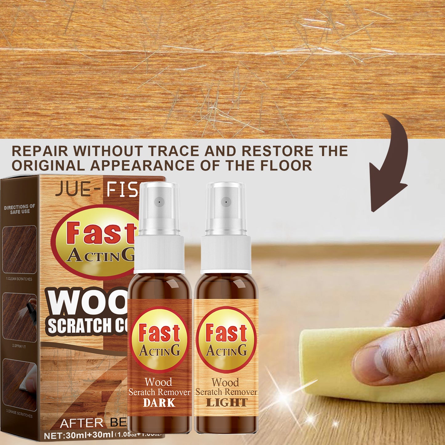 JUE-FISH Wood Floor Scratch Repair Agent Scratch Touch-Up Spray Furniture Floor Renovation Paint Repair