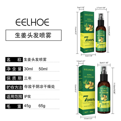 EELHOE Ginger Hair Spray Strong Hair Massage Scalp Hair Repair Hair Care Solution