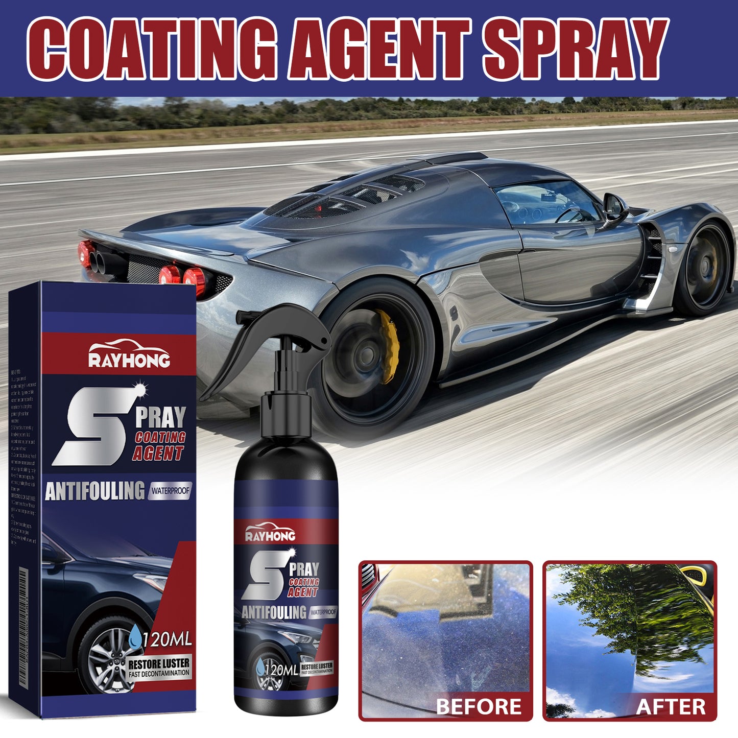 Rayhong Car Coating Spray Curing Paint Surface Decontamination Black Brightening Car Coating Nano Coating Spray