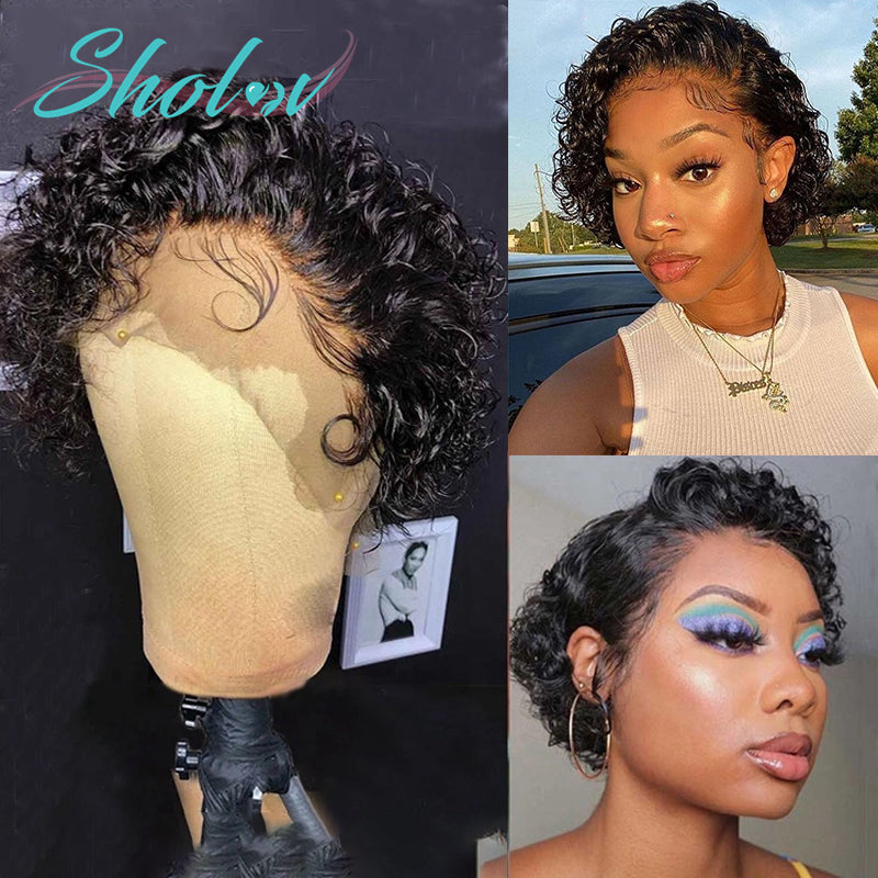 Brazilian Pixie Cut Wig Human Hair 13X1 Short Curly Lace Front Wigs Human Hair Short Curly Wigs for Black Women Human Hair