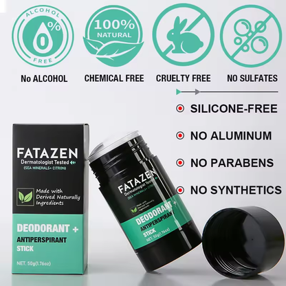 FATAZEN 100% Natural Body Care Body Balm Stick Antiperspirant Stick with Ocean Scent and Citron 2-in-1 Deodorant Stick