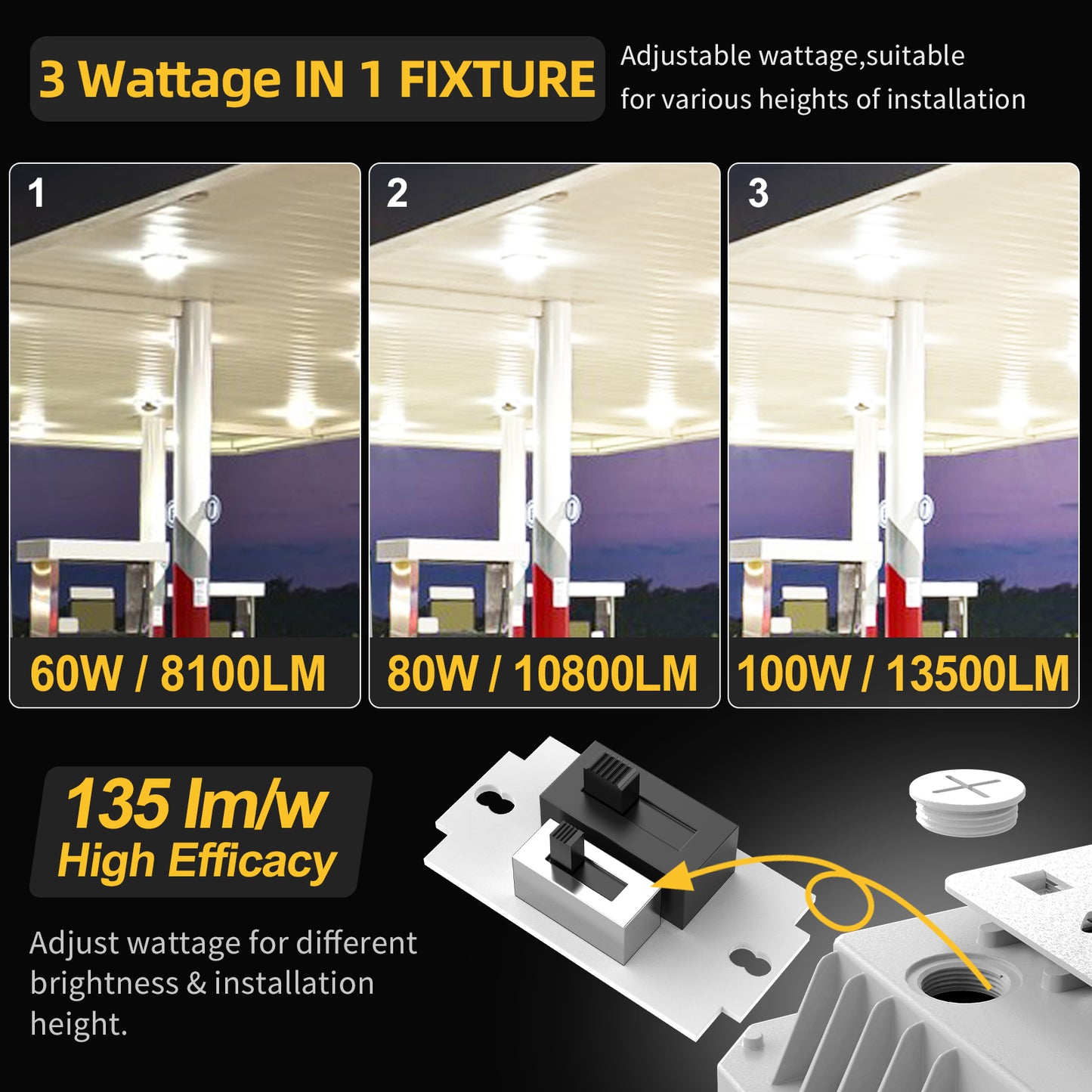 Canopy Light 100w Lights Anti-glare Outdoor Led Gas Station Canopy Light