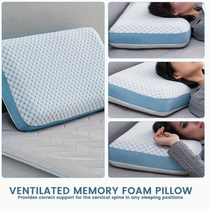 Memory Foam Sleeping Pillow-Premium Firm Cervical Support for Neck Pain Relief, Cooling Ventilated for Back & Side Sleepers