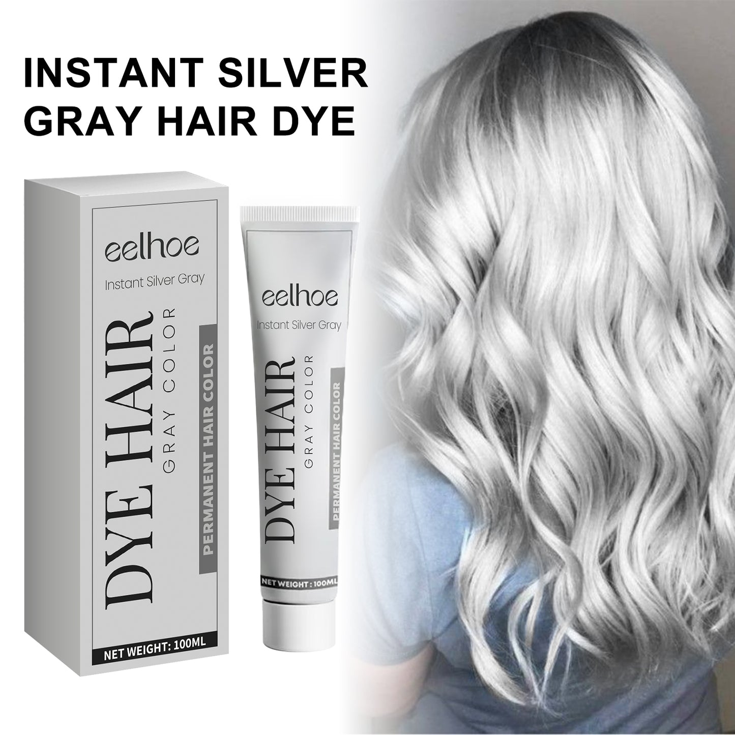 EELHOE Gray hair cream Natural Hair Color Long-Lasting Hair Color Does Not Hurt Hair Easy to Color Easy to Clean Fashionable Hair Color Hairdressing Agent