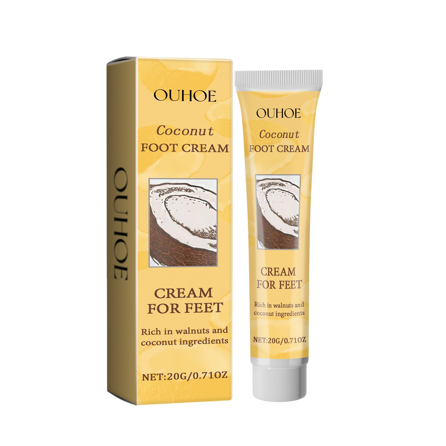 OUHOE Coconut Flavor Foot Skin Care Cream Natural Coconut Flavor Foot Skin Care Cream Moisturizing Hydrating Repairing Dry Cracked