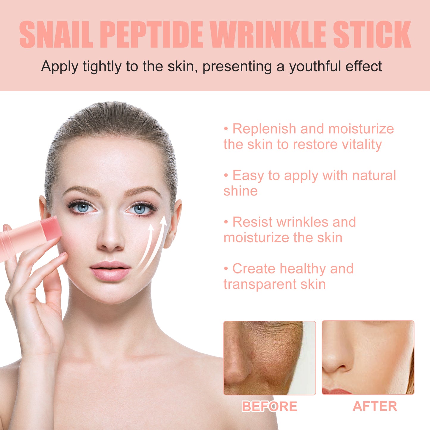 EELHOE Snail Peptide Anti-Wrinkle Stick Fading Wrinkle French Lines Moisture Replenishment Firming Facial Skin Anti-Aging