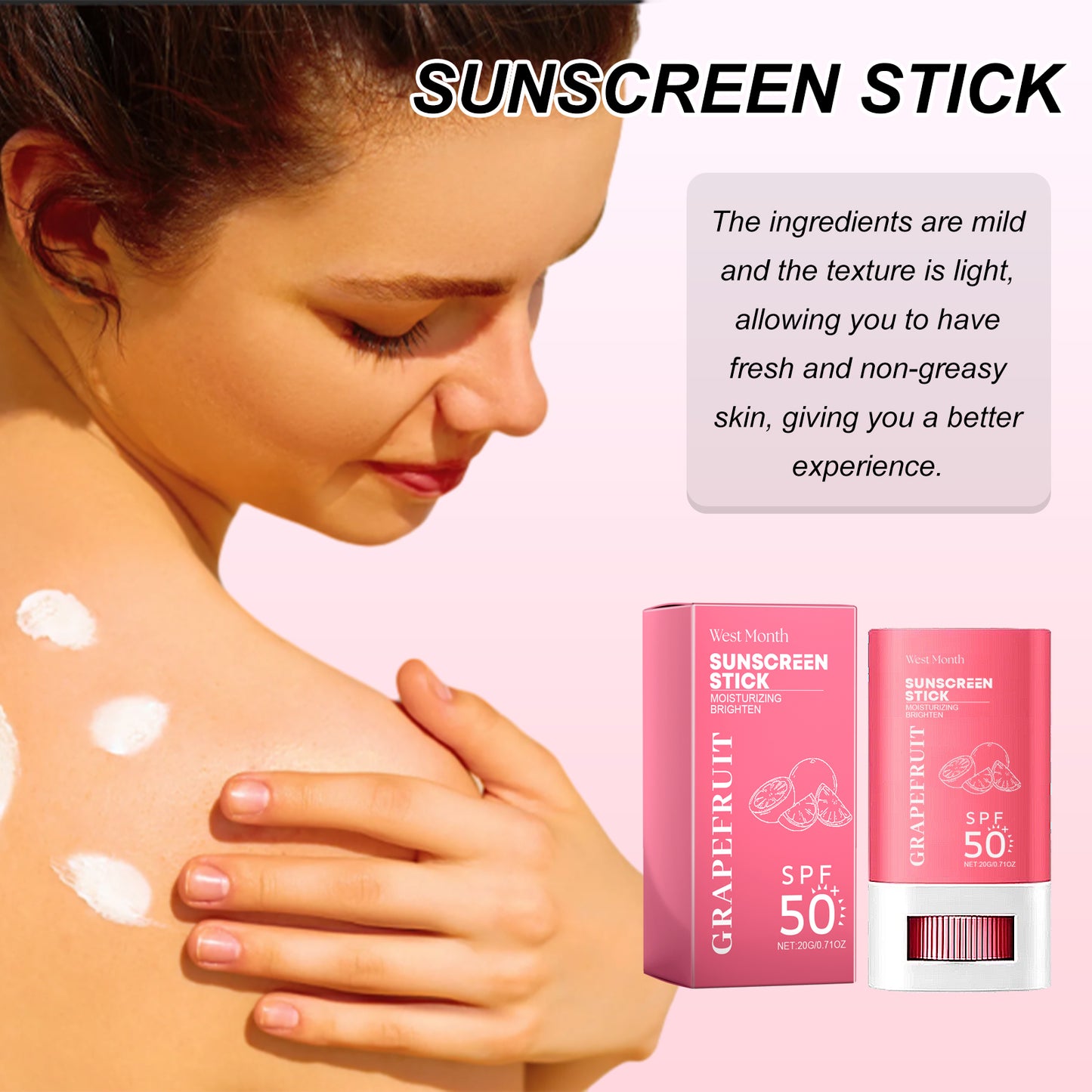 West&Month Grapefruit UV Protection Cream Lightweight Dry Solid Isolation Protective Cream for Whole Body Use