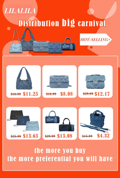 Hot Sale Denim Fabric Fashion Totes Bag Designer Ladies Handbag Tote Bag Jeans Cloth Tote Bag