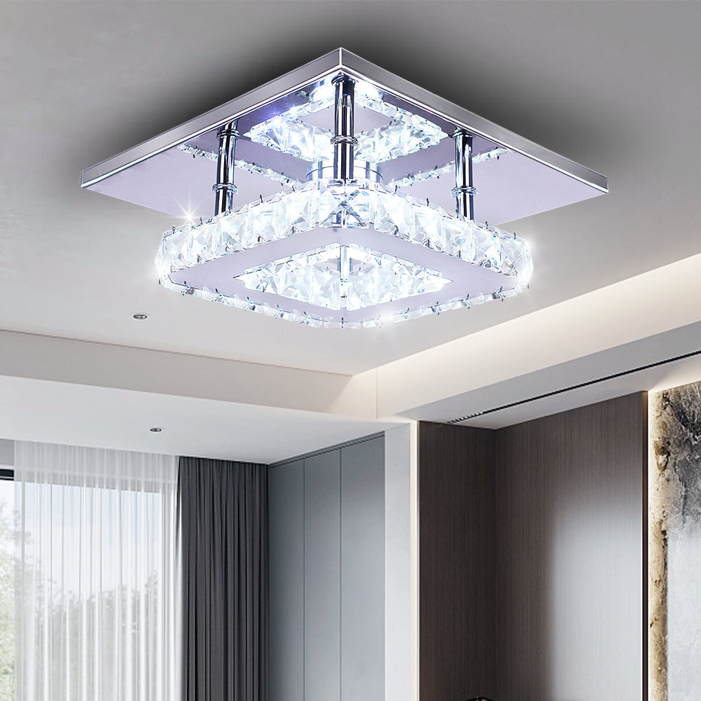 7.8-Inch Modern Exquisite LED Ceiling Light Crystal Chandelier for Bedrooms and Small Rooms Corridors