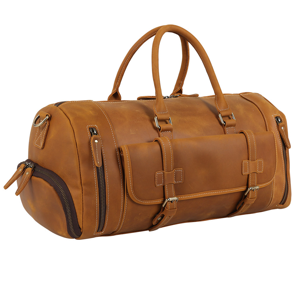 TIDING Custom Weekender Overnight Genuine Leather Travel Bag Duffel Bag With Shoes Compartment