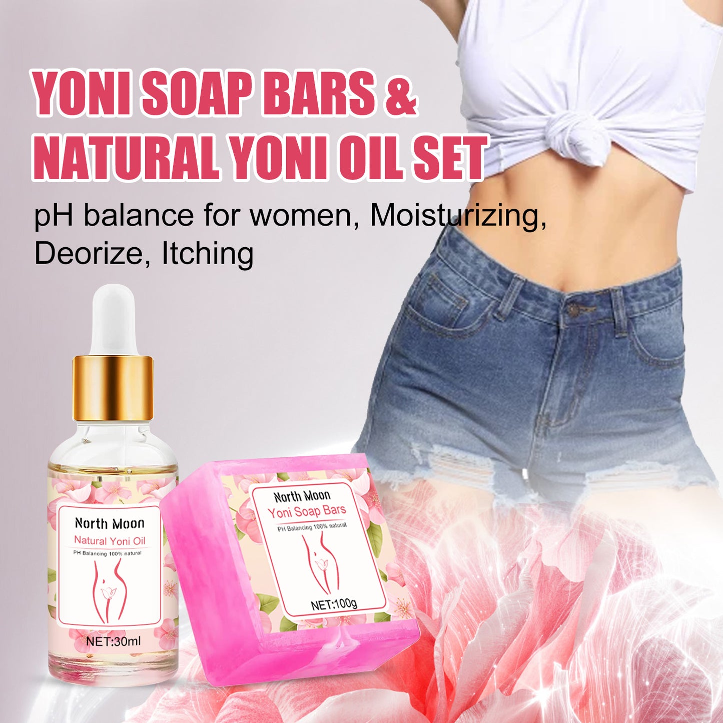 North Moon Women's Cleaning Care Essence Body Skin Cleansing Gentle Bath Soap Care Essence