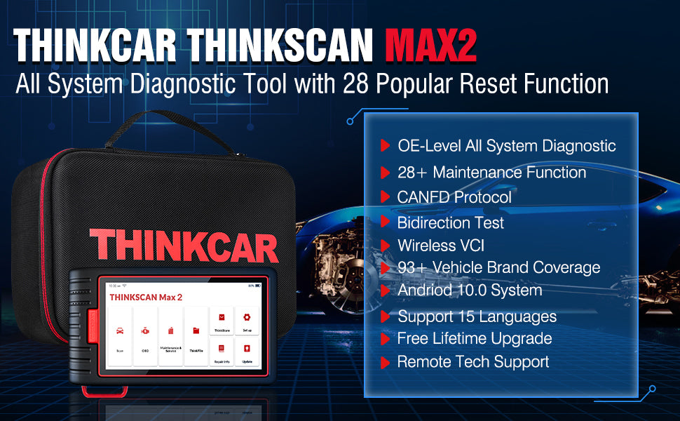 Thinktool ThinkScan Max 2 Full System Lifetime Free AF DPF IMMO 28 Reset OBD2 Scanner Support CANFD for GM