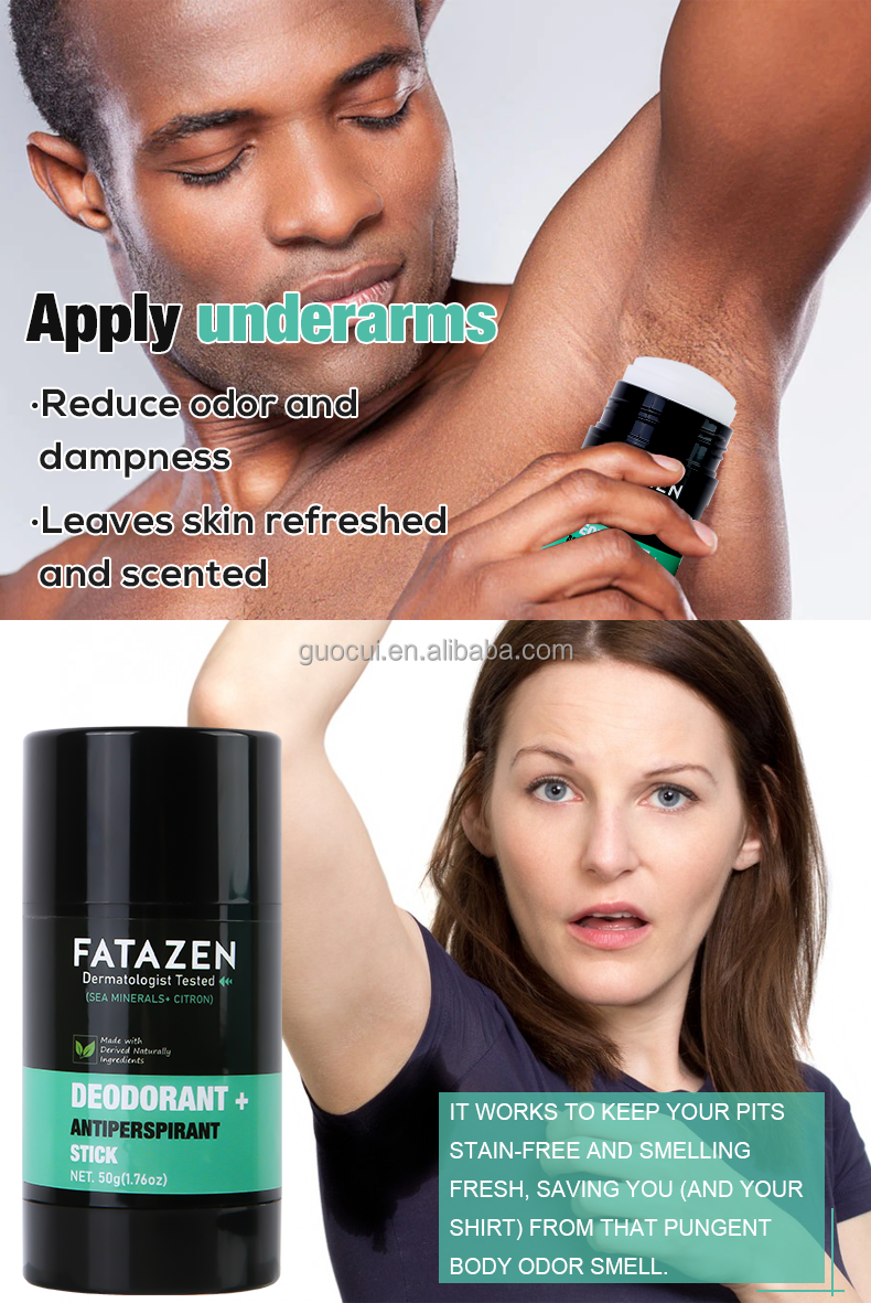 FATAZEN 100% Natural Body Care Body Balm Stick Antiperspirant Stick With Ocean Scent and Citron 2-in-1 Deodorant Stick