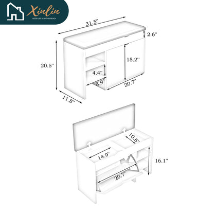 31.49-Inch Soft Comfortable Seat Cushion Multi-Functional Shoe Cabinet with Free Shipping for Living Room and Outdoor Use