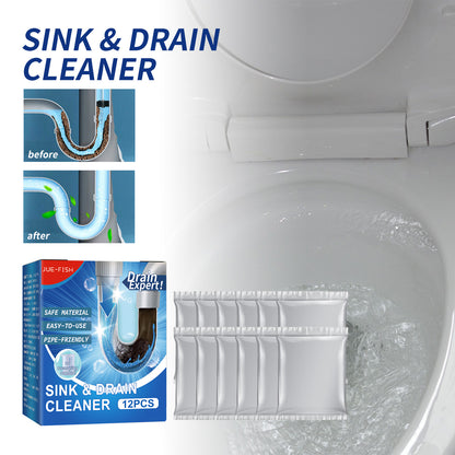 Jue-Fish Drain Cleaner Toilet Kitchen Drain Pipe Anti-Clogging Odor Removal Cleaner