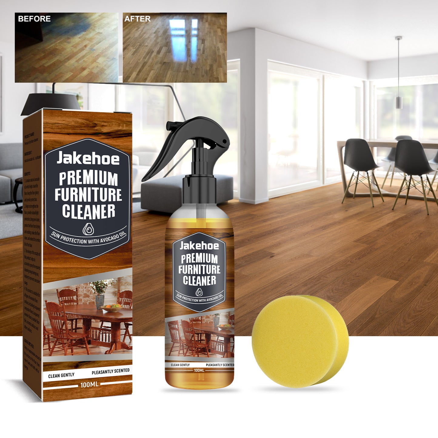 Jakehoe Floor Cleaner Wooden Floor Marble Surface Powerful Stain Removal Brightening Polishing Cleaner