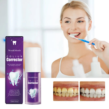 West&Month Purple Whitening Toothpaste Cleans Teeth Stains, Freshens Breath, Protects Gums, Whitens Teeth Toothpaste