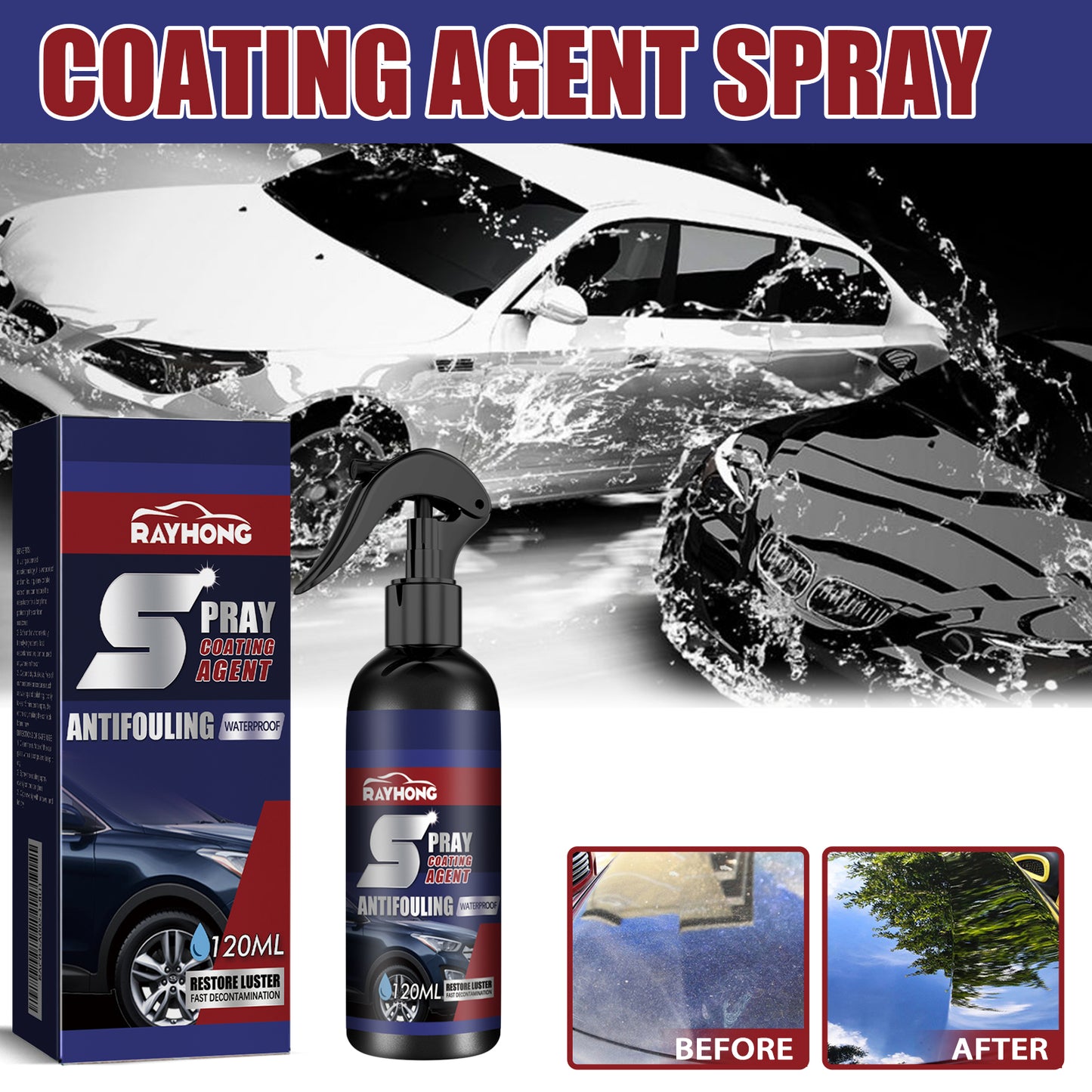 Rayhong Car Coating Spray Curing Paint Surface Decontamination Black Brightening Car Coating Nano Coating Spray