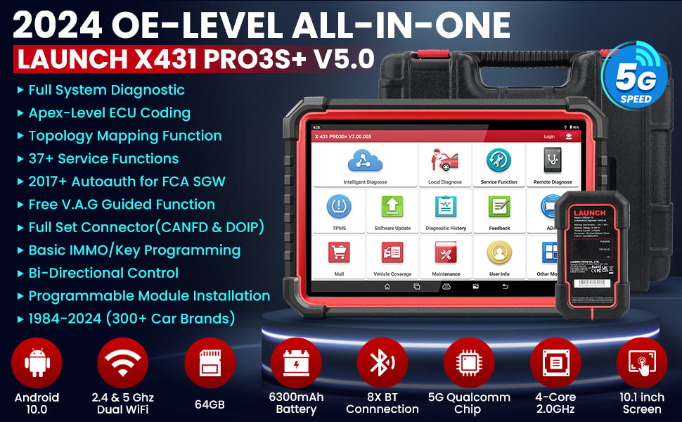 LAUNCH X431 Pro3s+ V5.0 Without OBD1 Connector Full System OBD2 Diagnostic Tool Machine Upgrade Topology Mapping