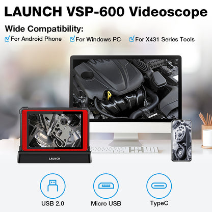 LAUNCH X431 VSP600 Videoscope HD Camera IP67 Waterproof and 6LED Adjustable Video Inspection for LAUNCH X431 V/PRO3S+/PAD V