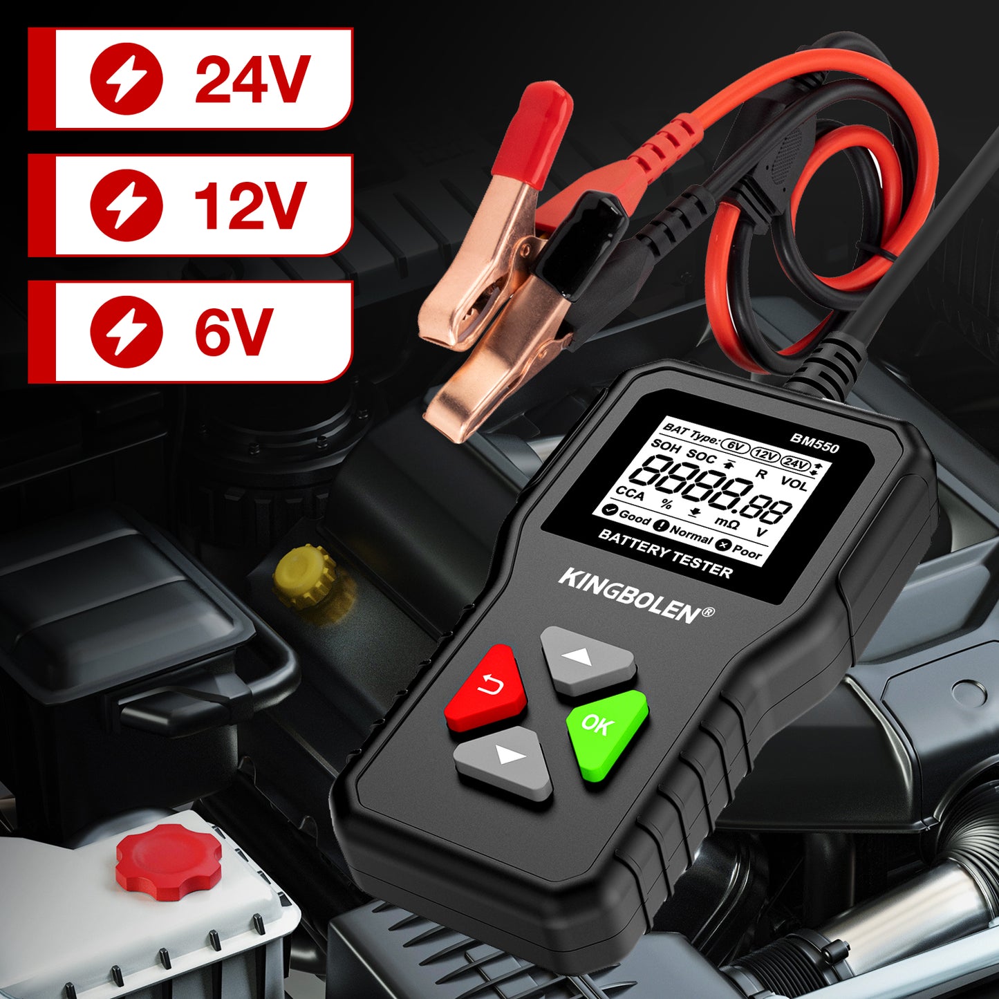 New Product Ideas 2025 KINGBOLEN BM550 6V 12V 24V 100-2000 CCA Car Battery Tester Auto Battery Analyzer Car Battery Tool