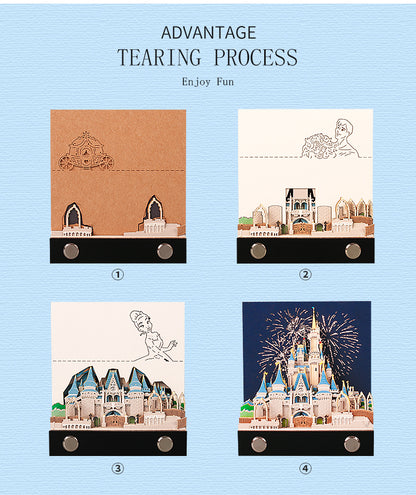 2pcs a Set Fairy Castle Omoshiroi Block Memo Pad Notepad Office Supplies School Stationery Customized Notepad Tear Off Pads Gift