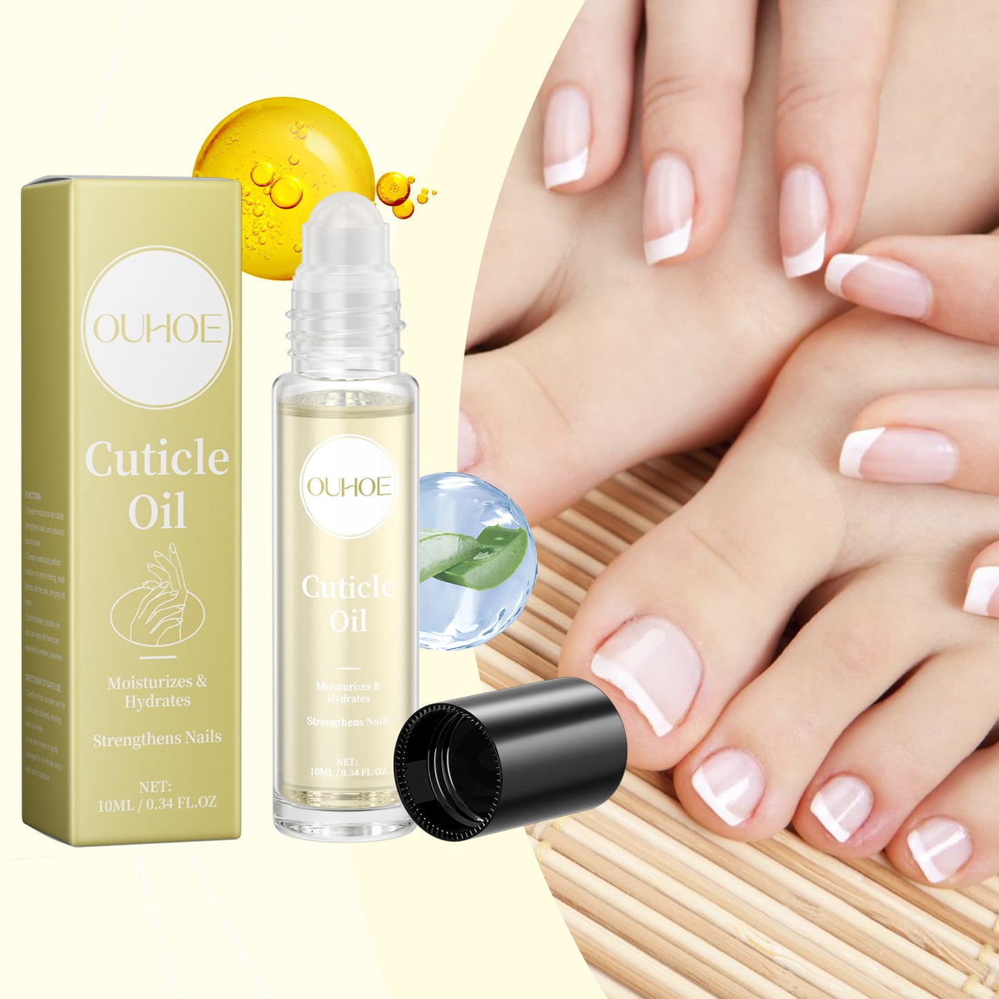 OUHOE Nail Roll-On Care Oil Gentle Care Hand and Foot Nail Nourishing Moisturizing Softening Nail Surface Care Oil