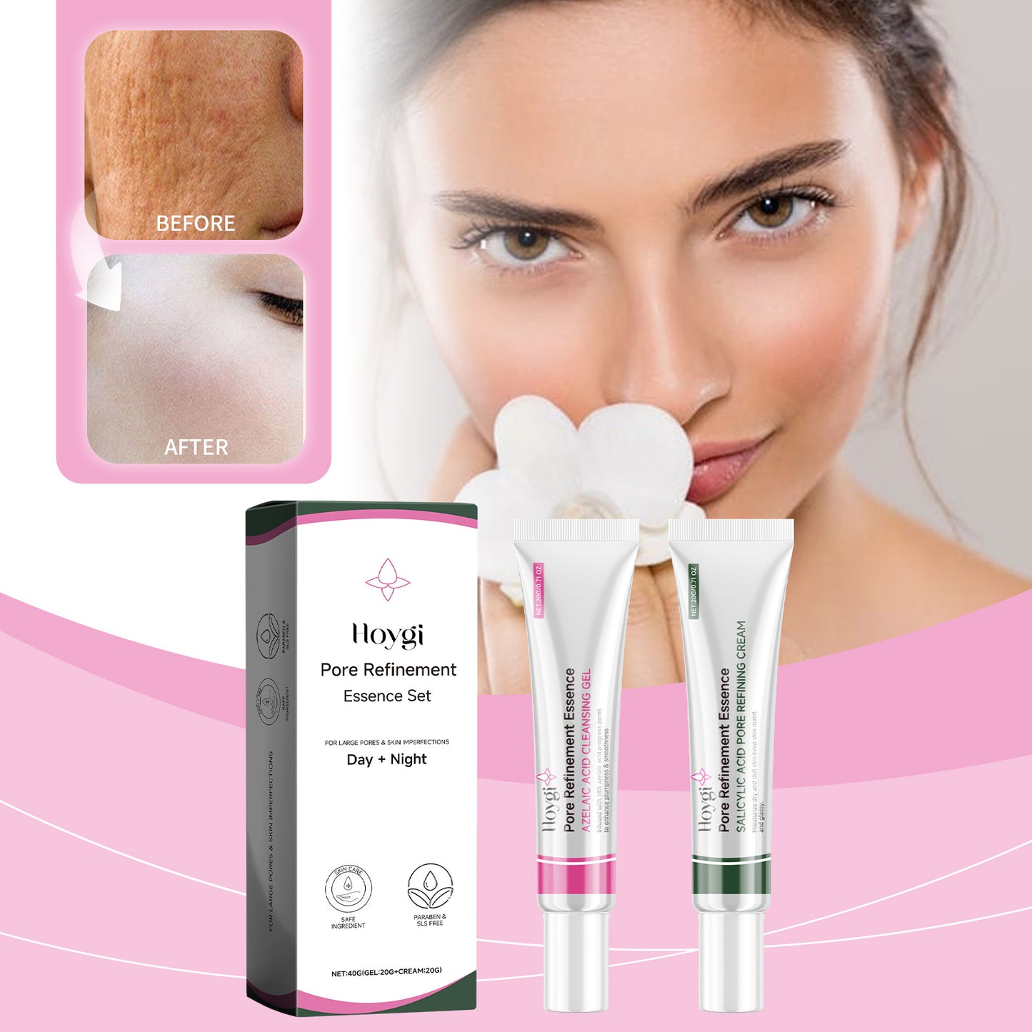 Hoygi Pore Care Cream Day and Night Combination Deep Skin Cleaning Firming and Delicate Pore Skin Cream