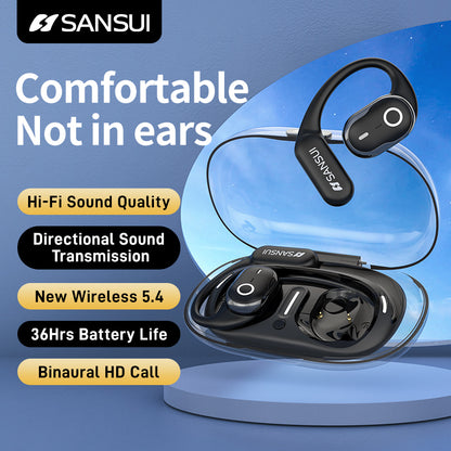 Sansui W26 OWS ENC Noise Cancelling bluetooth Open Ear Hook Bicycles Motorcycles Online Courses Office Wireless Earphone Headset