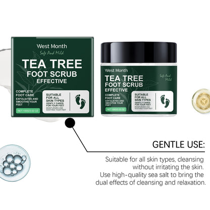 West&Month Tea Tree Foot Scrub Massage Softening Callus Cleaning Moisturizing Smooth Foot Scrub