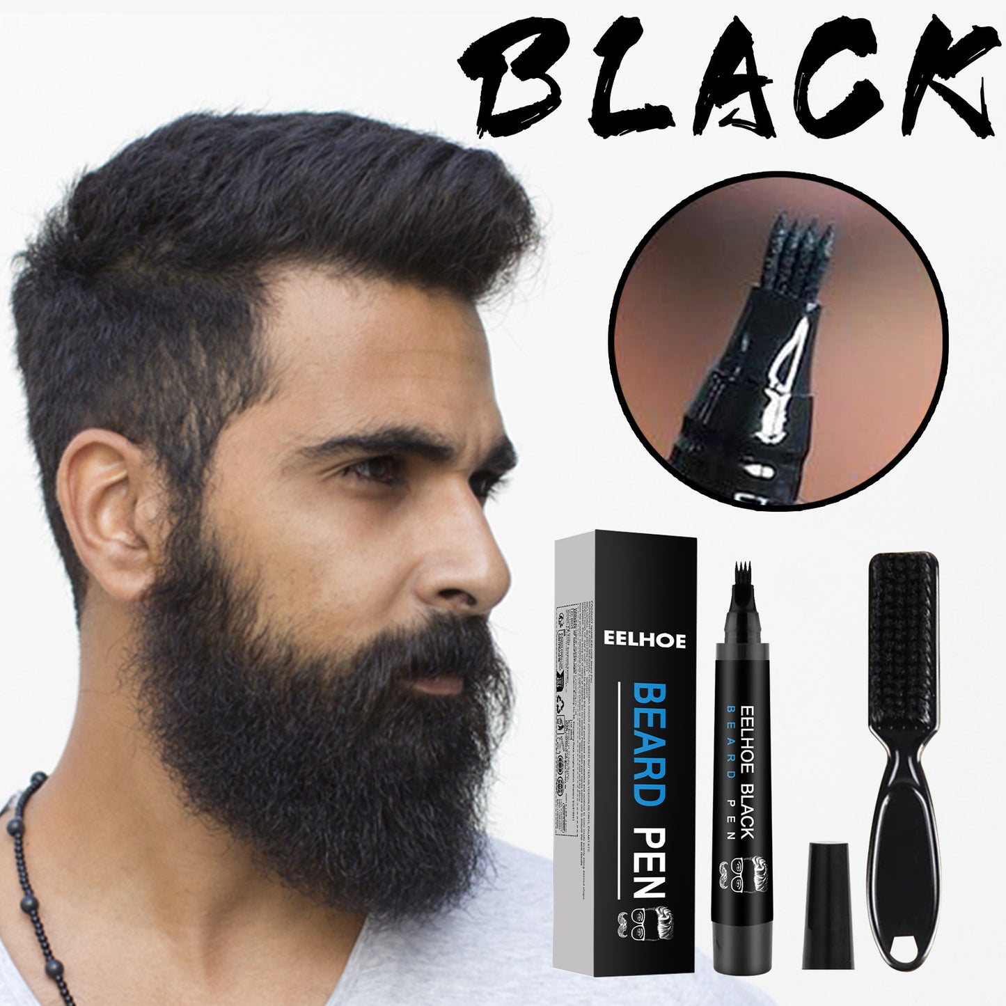 EELHOE Beard Headline Filler Kit Waterproof Sweatproof Non-smudge Beard Pen Mustache Drawing Pen