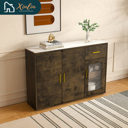 Free Shipping US Warehouse Modern Wood Accent Buffet Cabinet with Storage Doors: a Versatile Free-Standing Sideboard Perfect