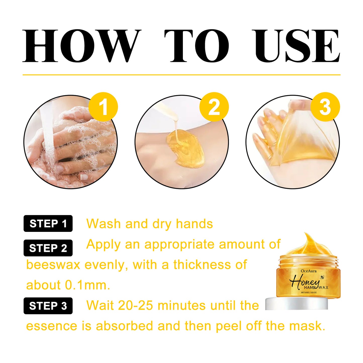 OceAura Honey Exfoliating Peel-Off Hand Mask Moisturizing and Softening Skin, Relieves Dry Hands