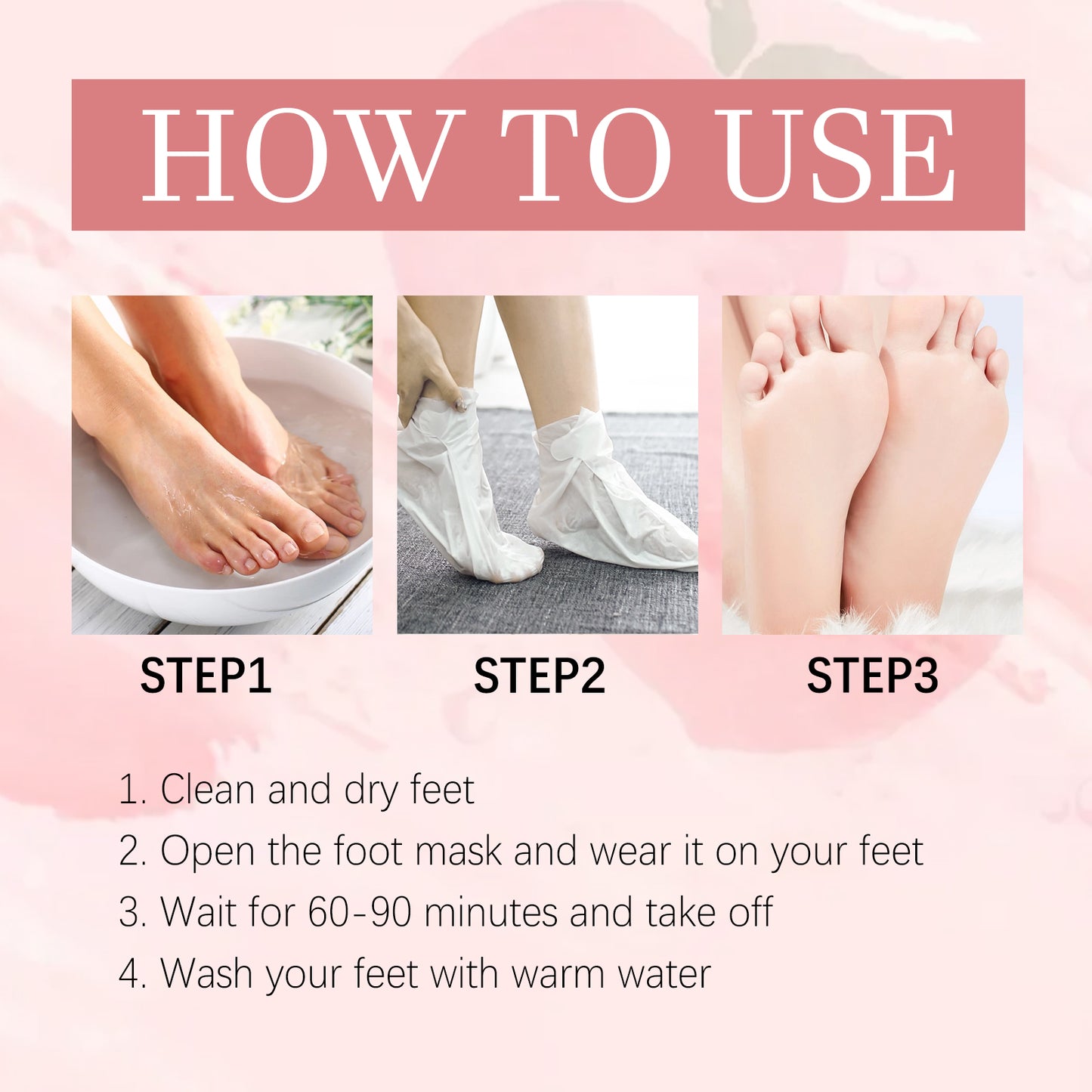 EELHOE Peach Foot Mask Foot Moisturizing Hydrating Smooth Skin Anti-Dryness Callus Removal Care Foot Mask