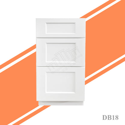 In Stock DB12-DB36 Durable Solid Wood Kitchen Cabinets White Kitchen Base Cabinets With Wooden Drawers RTA 3 Drawer Base Cabinet