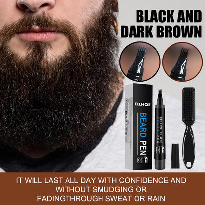 EELHOE Beard Headline Filler Kit Waterproof Sweatproof Non-smudge Beard Pen Mustache Drawing Pen