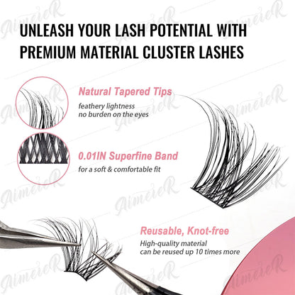 US Local Stock Cluster Lashes Kit Individual DIY Lash Extension Volume Silk Natural Handmade C D Mixed Curl DIY Cluster Lash Kit