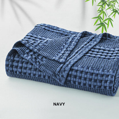 1 Pc Cooling Bamboo and Cotton Waffle Blanket - Lightweight Breathable Blanket for Hot Sleepers