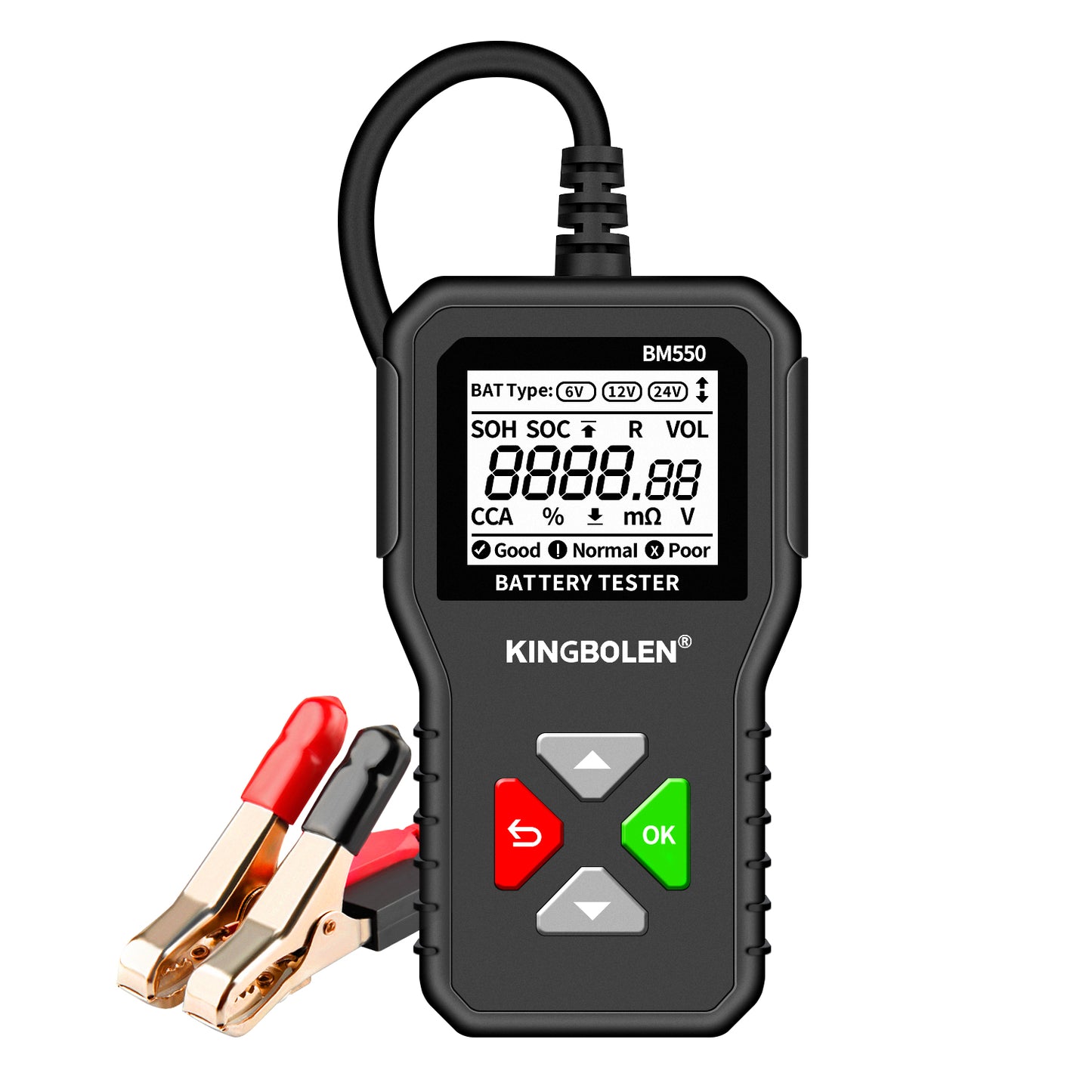 Battery Tester Tools KINGBOLEN BM550 6V 12V 24V Automotive Diagnostic Tools 100-2000 CCA Tester 2Ah-220Ah Battery Analyze