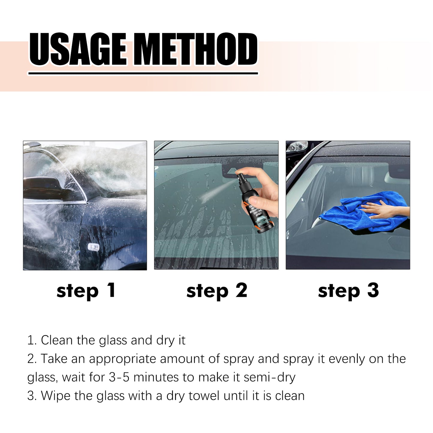 Rayhong Car Windshield Spray Rearview Mirror Windshield Cleaning Stain Water Repellent Anti-Fog Agent