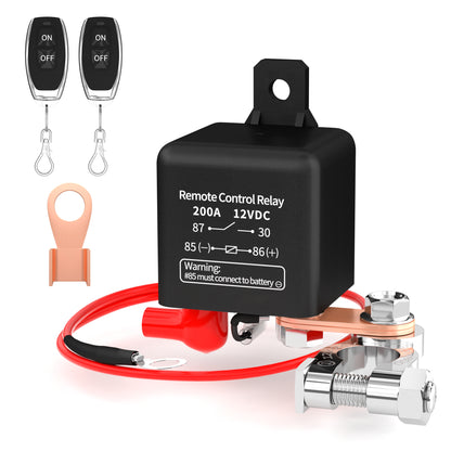 Remote Battery Disconnect Switch 12V 200A Kill Switch Anti Theft Battery Switch With Wireless Remote Control Relay Fobs for Car