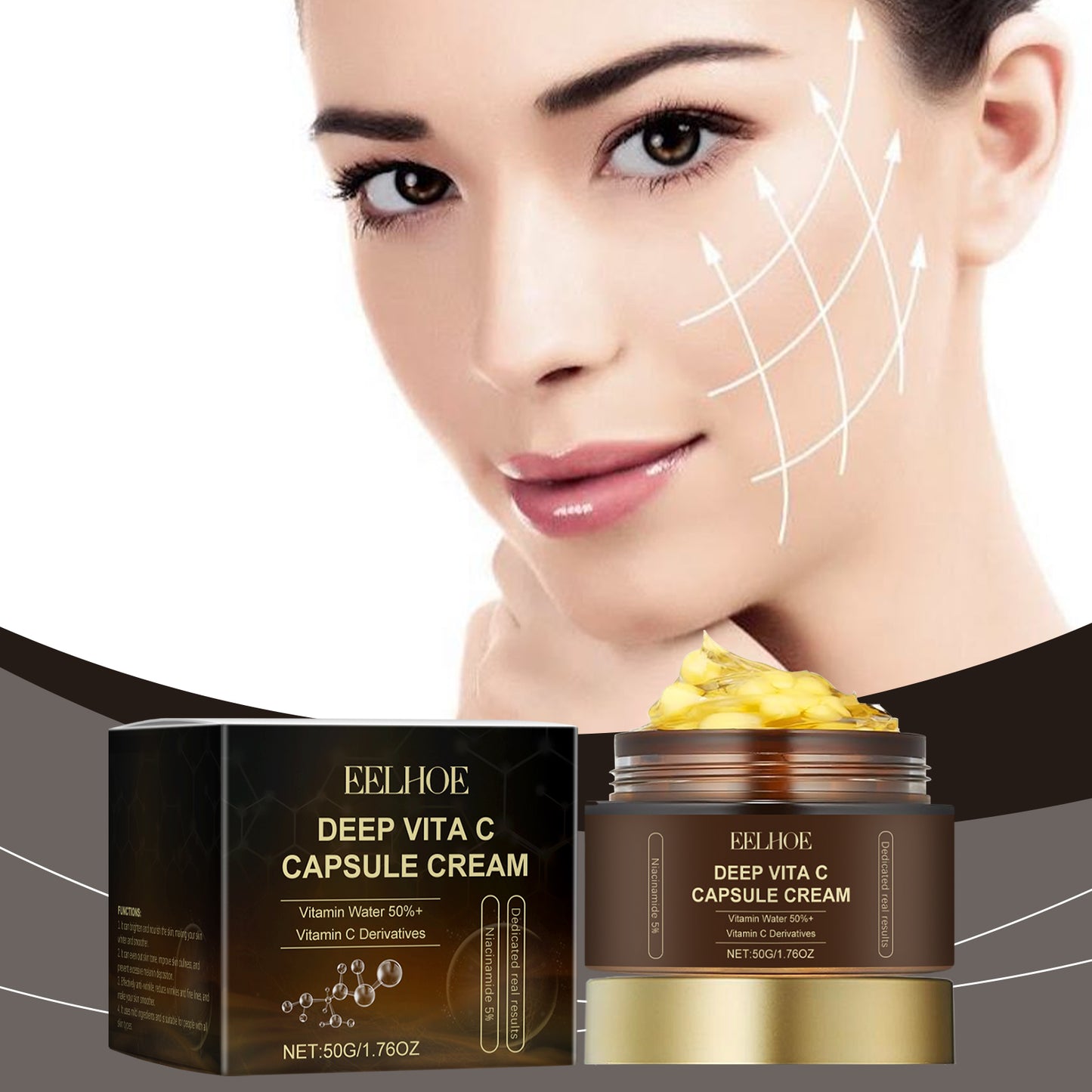 EELHOE Vitamin C Capsule Moisturizing Cream Moisturizing and Radiant Facial Skin Hydrating Nourishing Cream