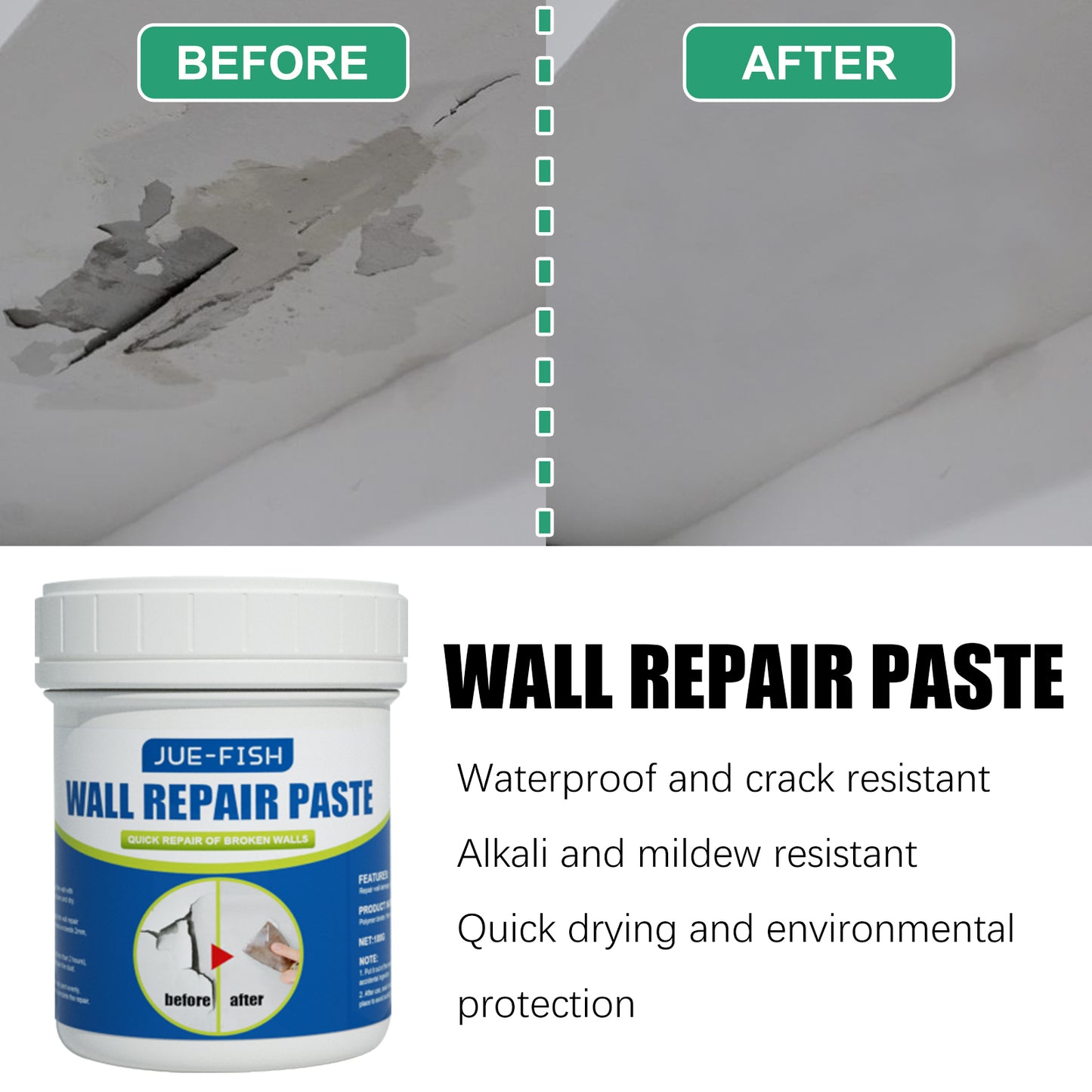 Jue-Fish Wall Repair Paste Stain Covering Repair Agent Wall Paint Peeling Moisture-Proof Wall Paint Crack Repair Paste