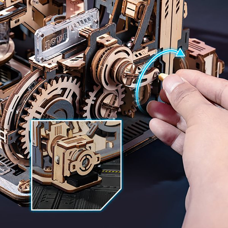 Robotime Rokr US Warehouse Wood Crafts LGC01 Spaceport Marble Run DIY Assembly Toys 3D Wooden Puzzles for Drop Shipping