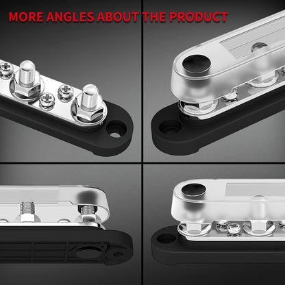 Bus Bar Terminal 150A Connector Busbar 4X 5/16" Post(M8) 6X #8 Screw Waterproof Terminal Block With Cover