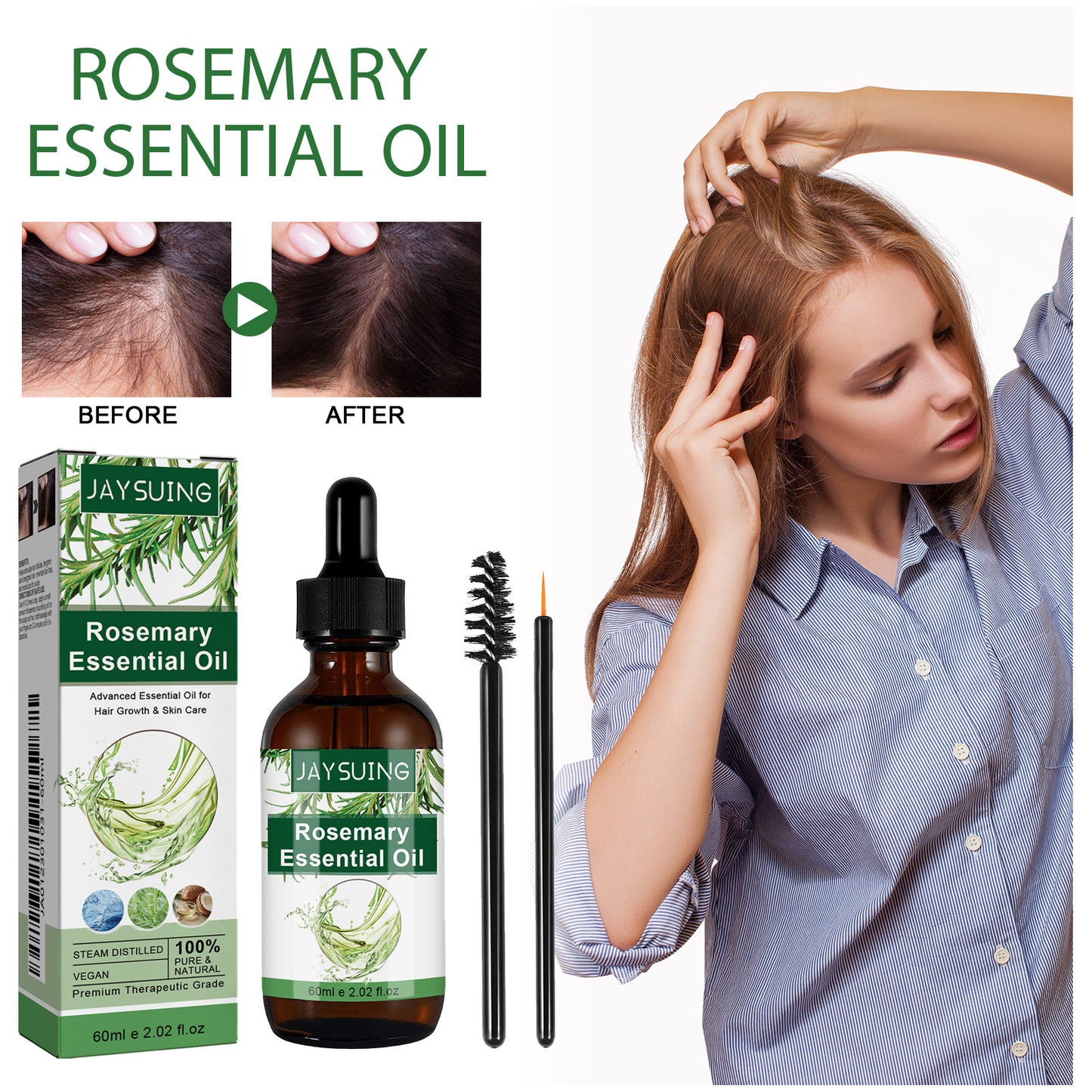 Jaysuing Multi-effect Rosemary Essential Oil Hair Strengthening Moisturizing Thick Hair Skin Care Multi-Effect Essential Oil