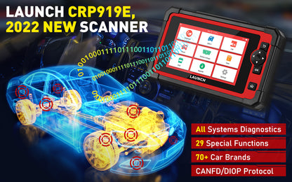 LAUNCH X431 CRP919E Code Reader CANFD DIOP ALL System Diagnostic Tools ECU Coding Active Test AF IMMO 31 Resets OBD2 Scanner