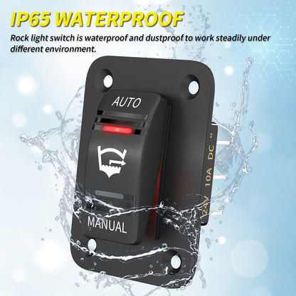 Waterproof  Boat 3 Way  on OFF on SPDT Dual Red LED 4 Pins Automatic Manual Bilge Pump Rocker Switch Panel With Plate