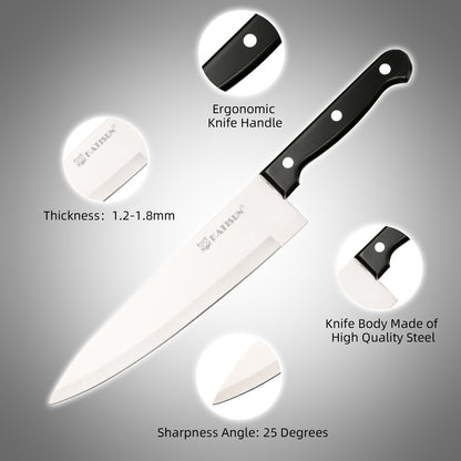 19 Pieces Kitchen Knives and Accessories Stainless Steel Kitchen Knives Set with Wooden Knife Block